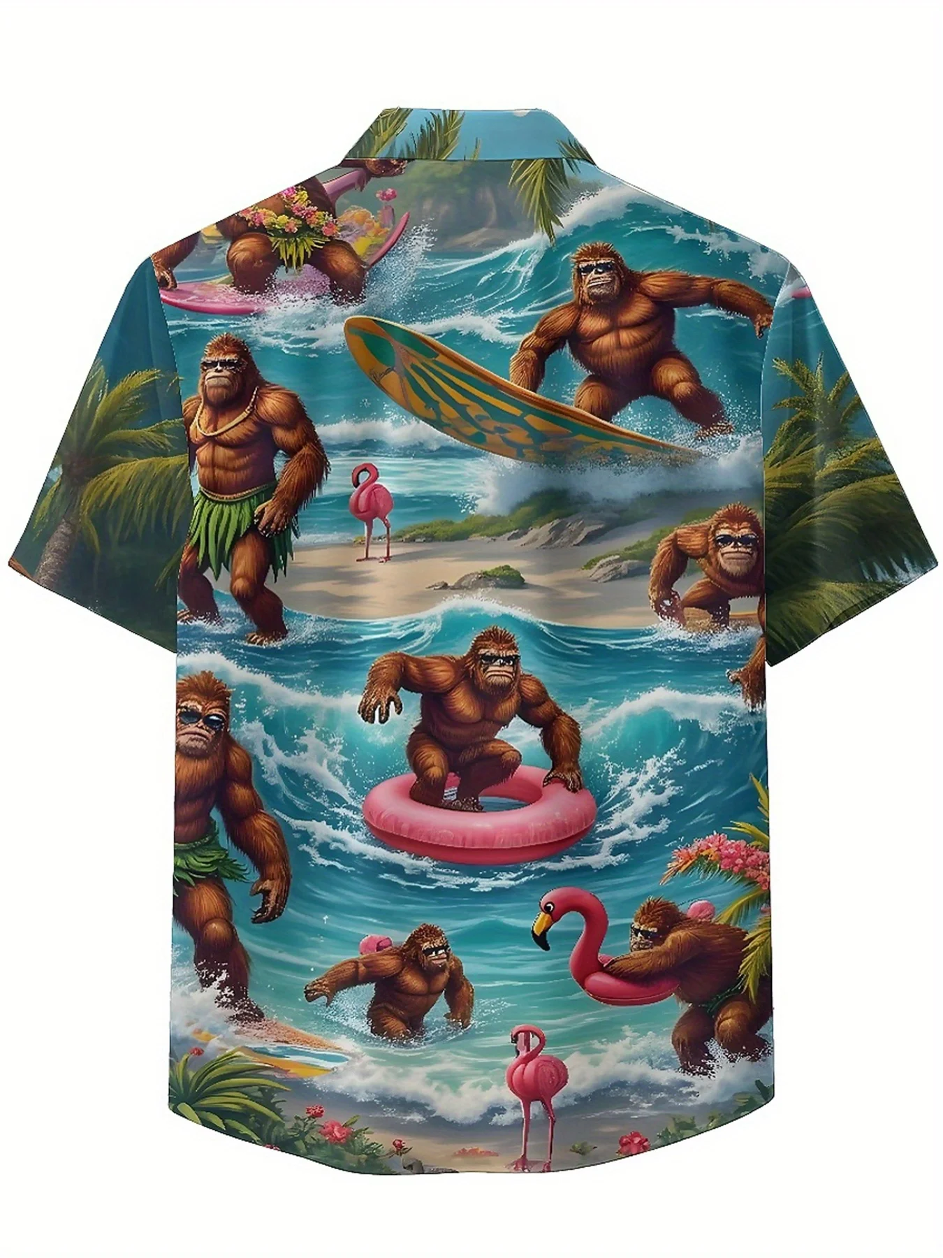 Мужские гавайские рубашки больших размеров с рисунком gorilla beach - Фотография_3