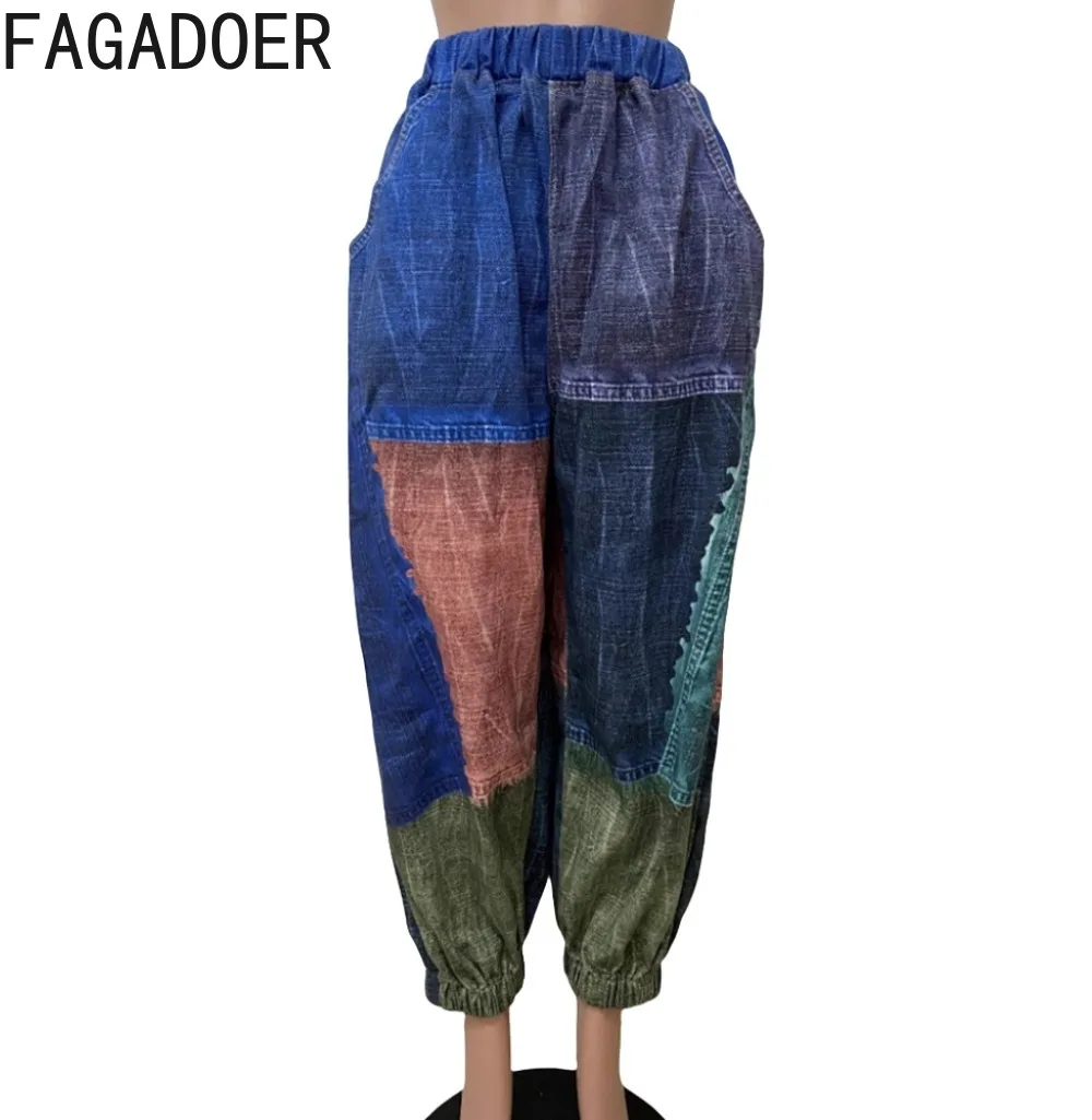 Fagadoer модные джинсовые брюки с цветными блоками - Фотография_6