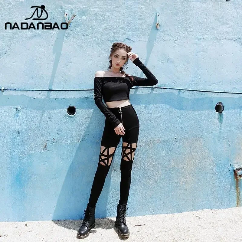 Nadanbao полые брюки готические - Фотография_3