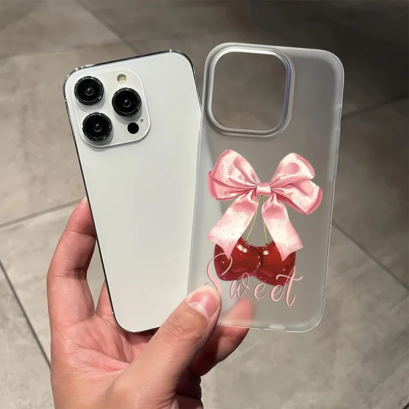 Cute cherry bowknot clear phone - Фотография_3
