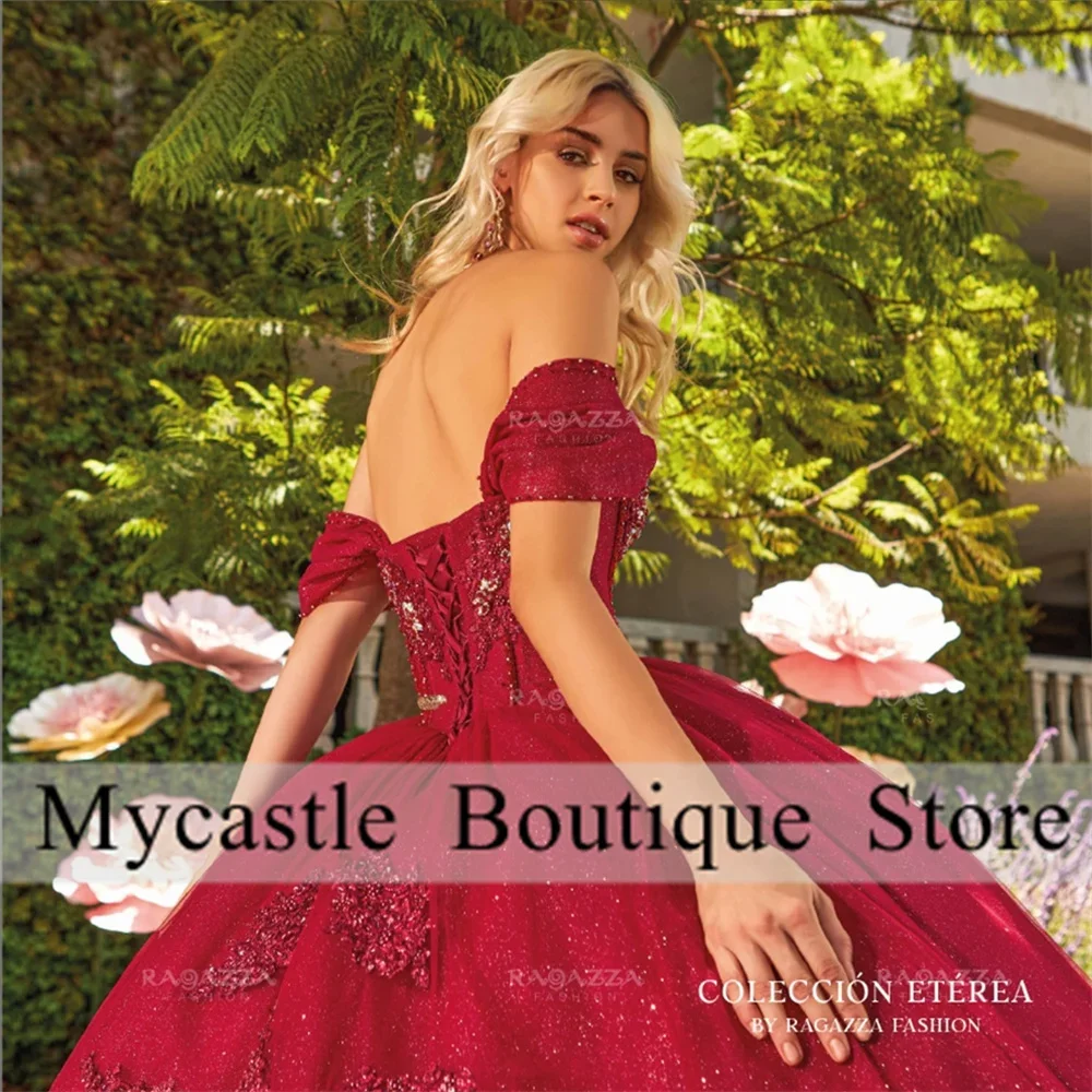 Красное платье quinceanera с аппликацией по индивидуальному заказу - Фотография_2