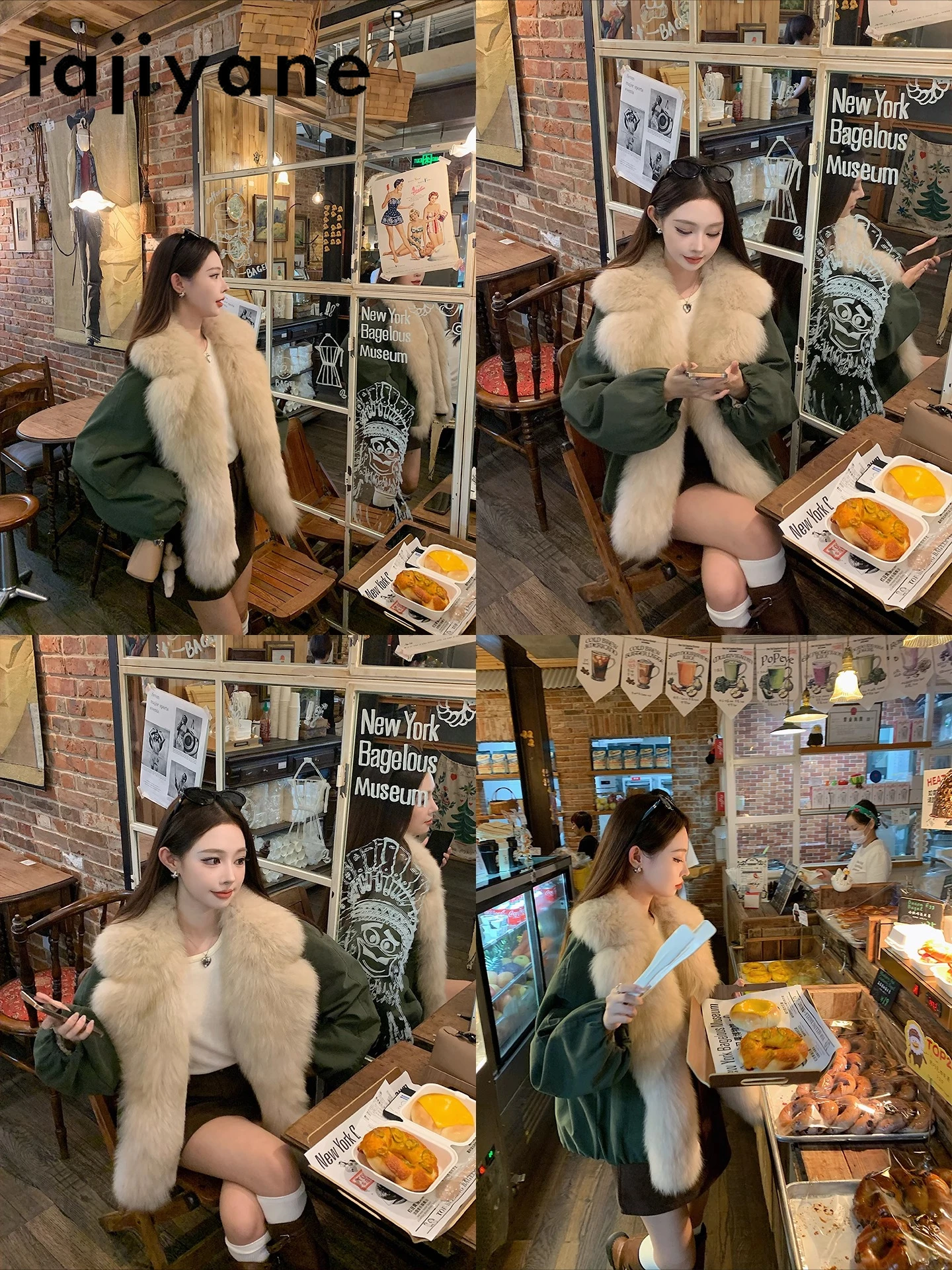 Tajiyane женское пальто с подкладкой из натурального меха кролика рекс - Фотография_5