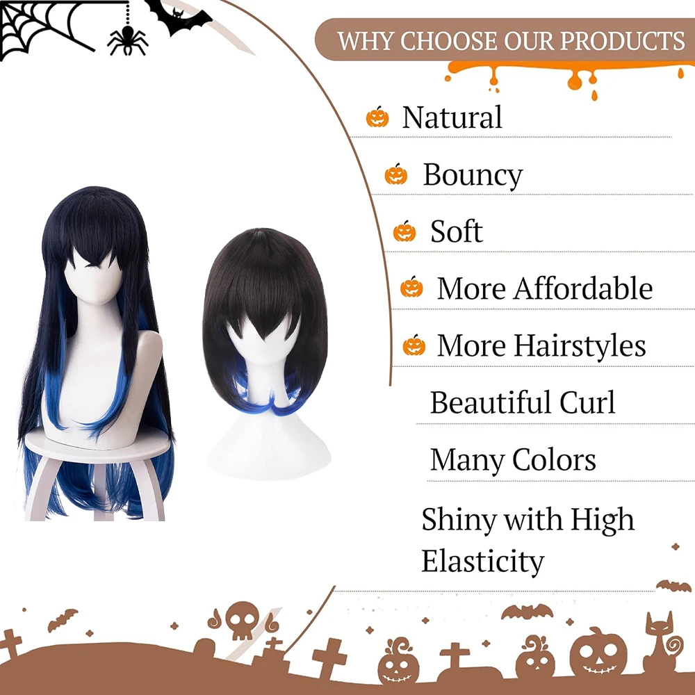 Аниме demon slaye hashibira inosuke ‌   синтетические волосы для косплея - Фотография_5