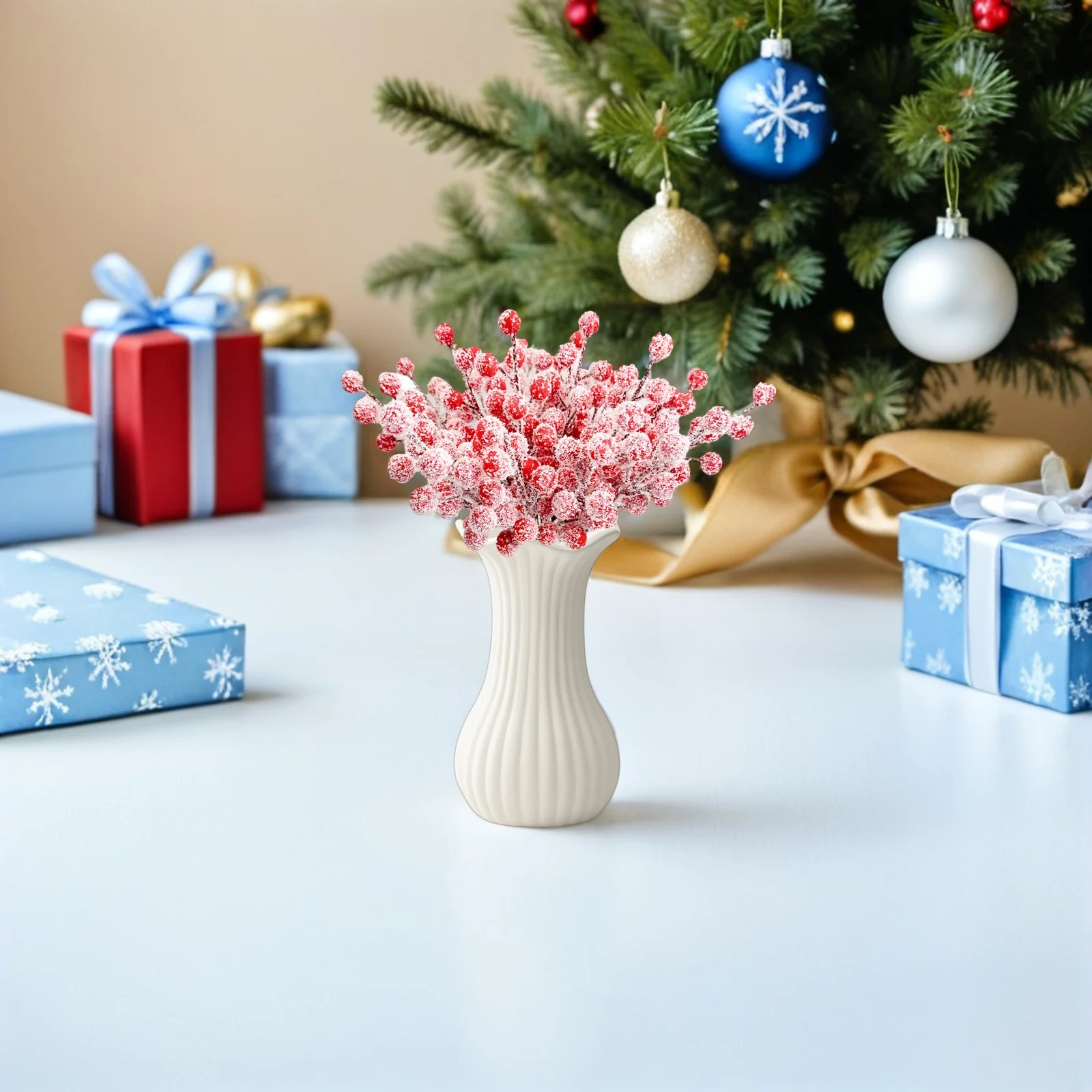 Рождественские искусственные матовые красные ягоды - Фотография_2