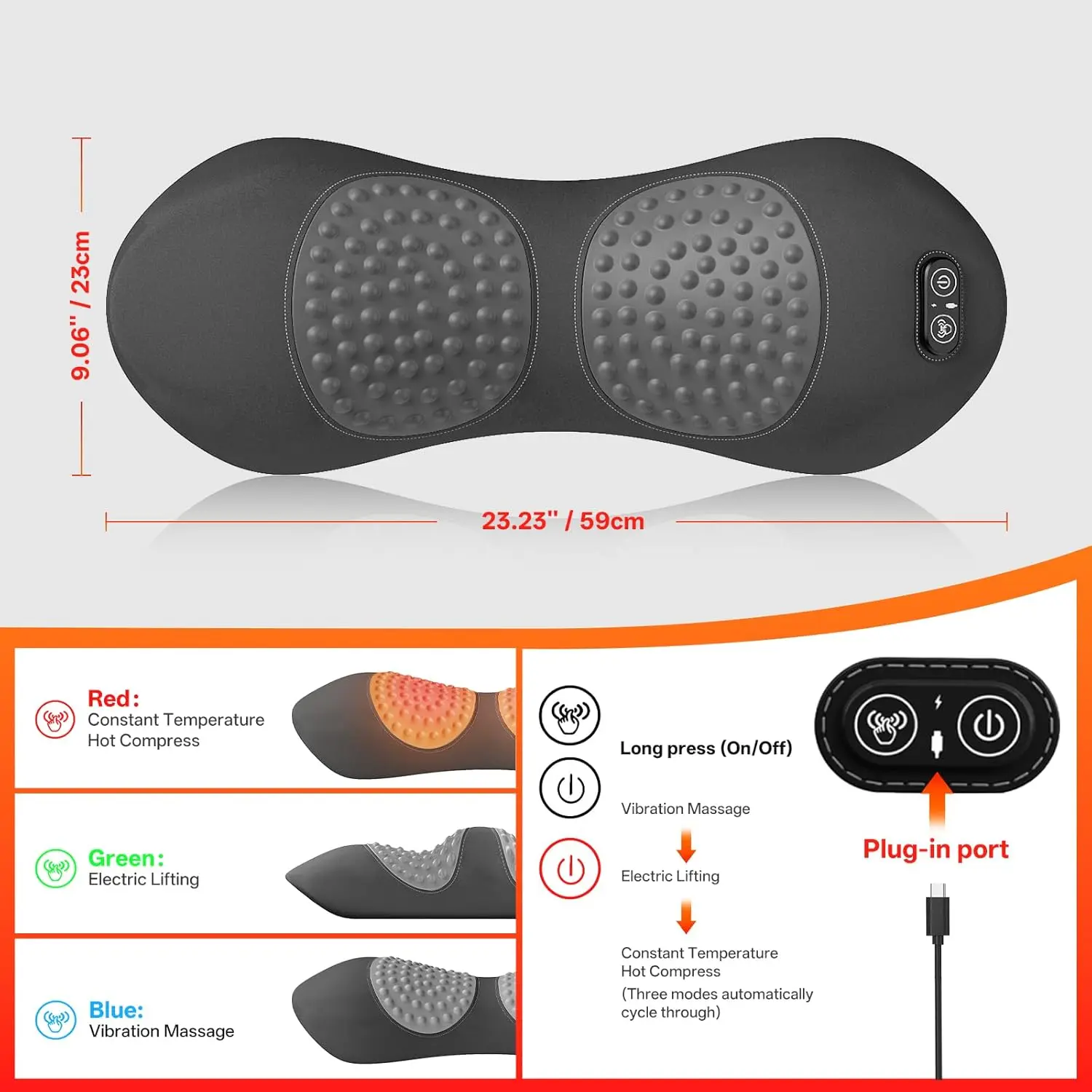 Электрическая подушка для поясничной поддержки 3-в-1 для кровати и стула - Фотография_6