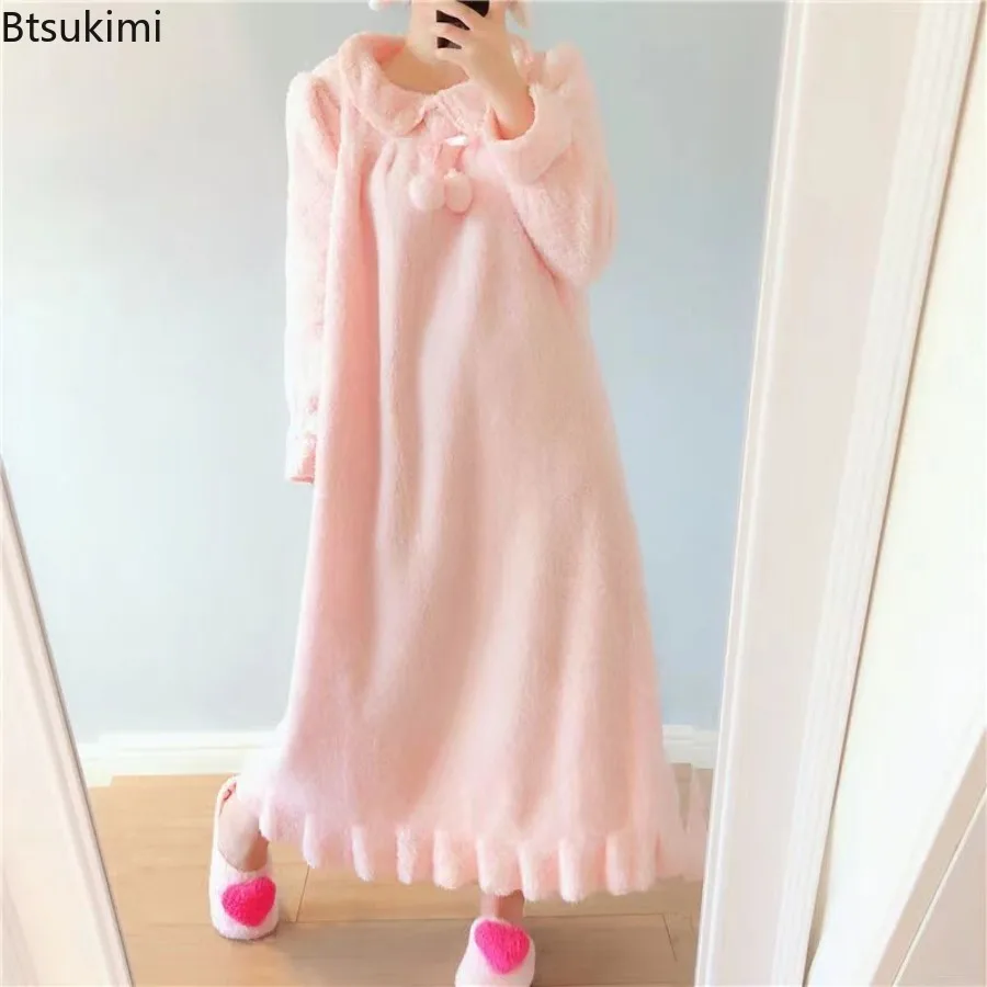 Женская толстая фланелевая ночная рубашка - Фотография_3