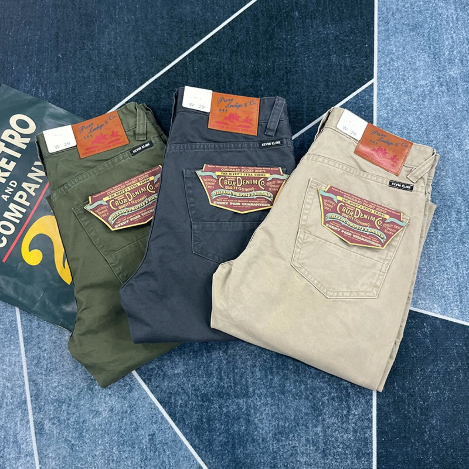 Тяжелые хлопковые повседневные брюки с прямыми штанинами