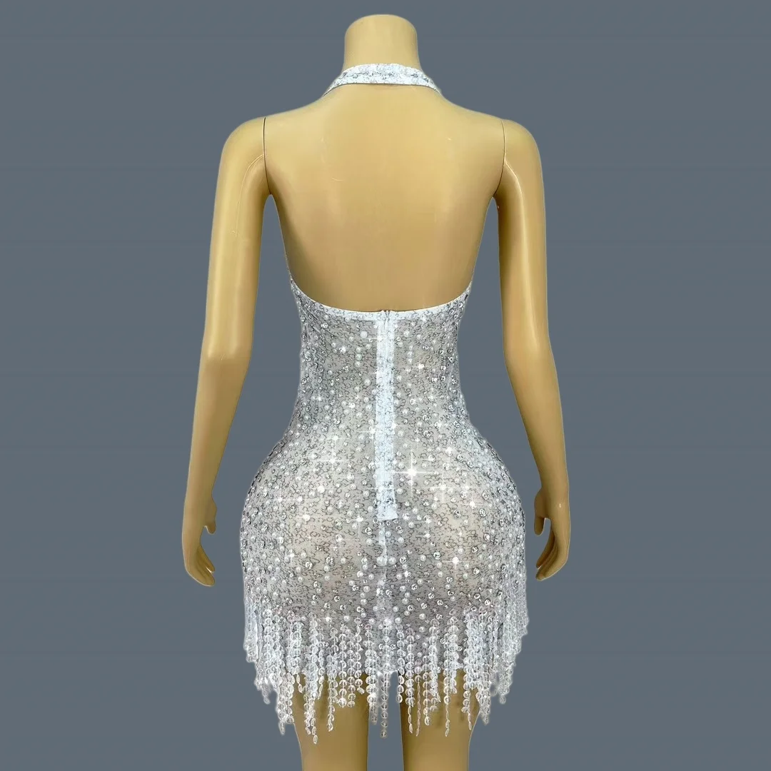 Сексуальное сетчатое платье с глубоким v-образным вырезом - Фотография_2