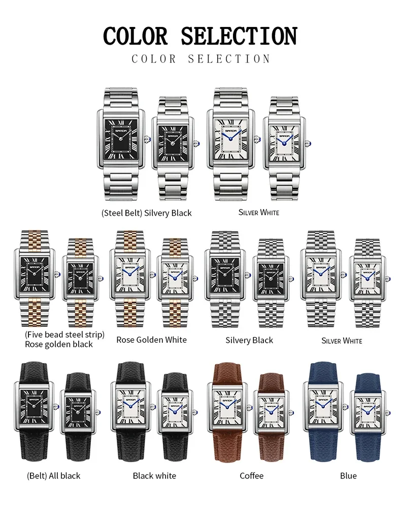 Модные квадратные женские кварцевые часы sanda - Фотография_6