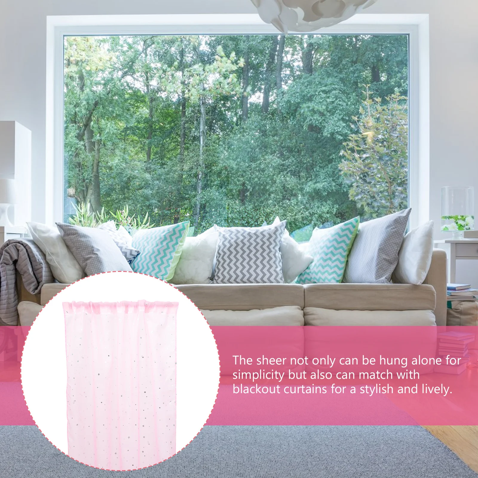 Декоративные прозрачные занавески с рисунком звезд - Фотография_3