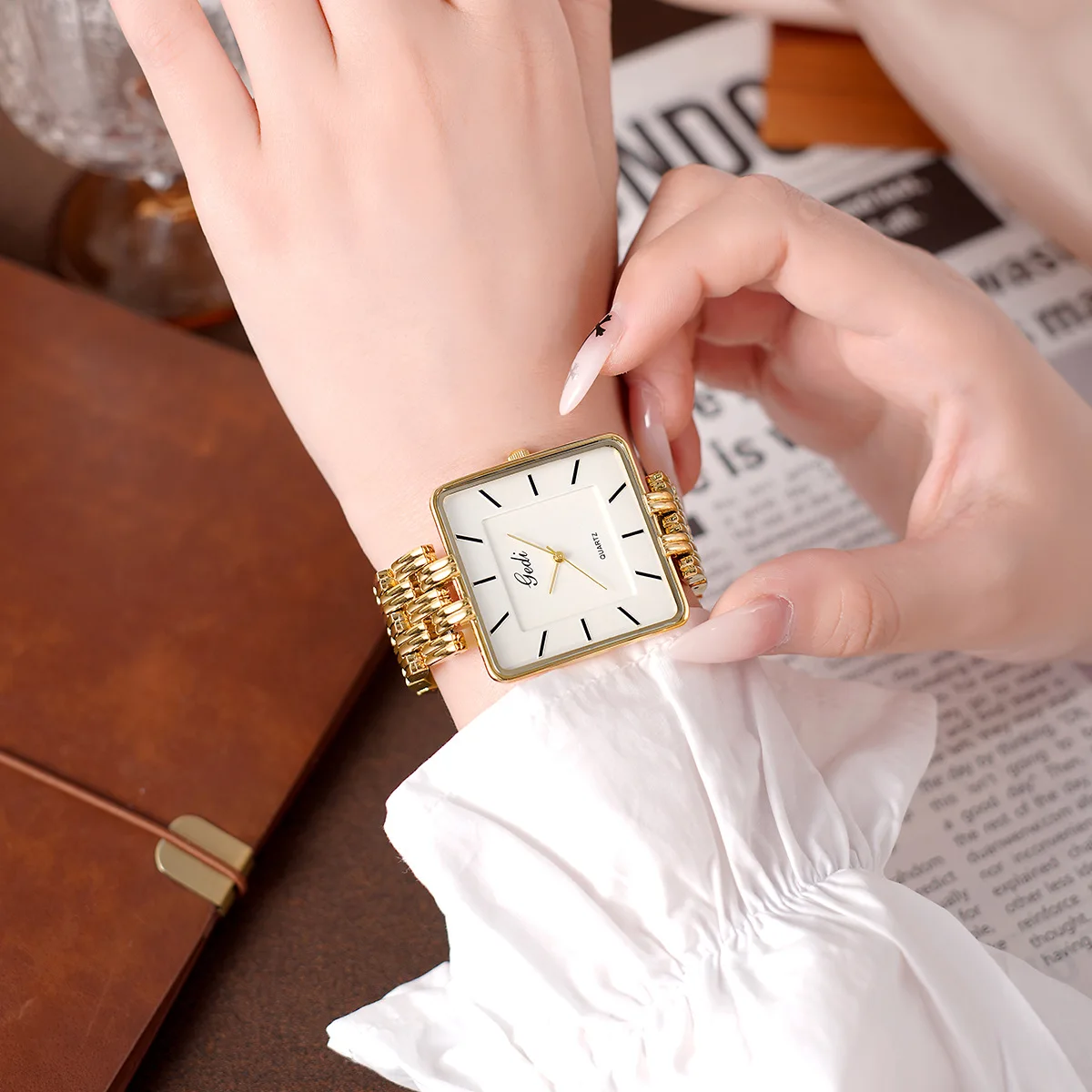 Мужские часы, деловые простые квадратные часы для пар - Фотография_4