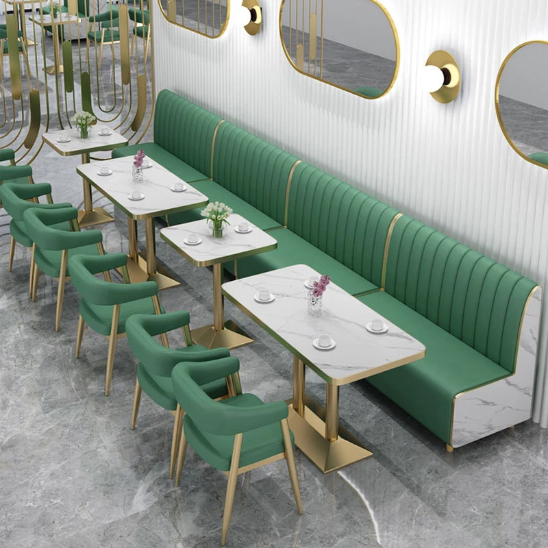 Современное сидение для ресторана с мраморным обеденным столом - Фотография_5