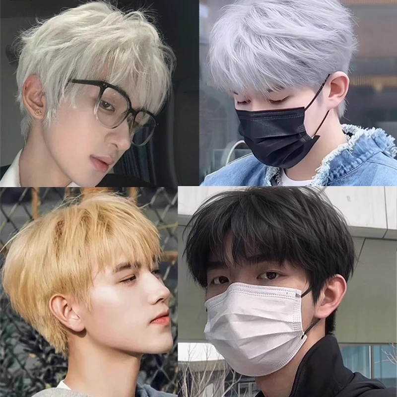 Красивый корейский черный короткий прямой парик для мальчиков - Фотография_6