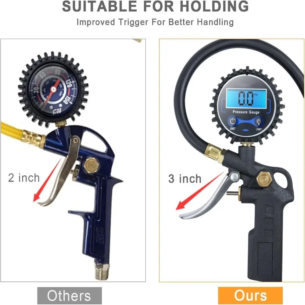 250 psi air chuck digital tire pressure gauge 0 - Фотография_6