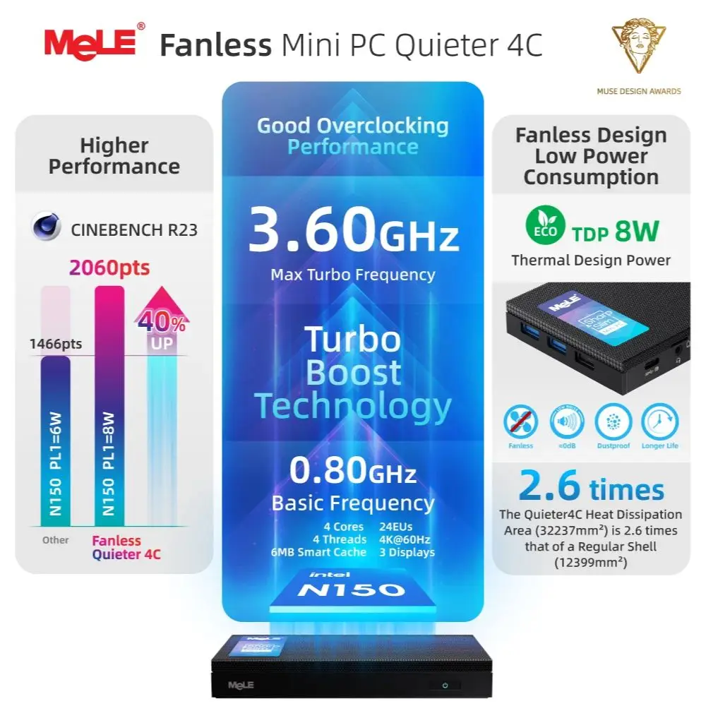 Мини-пк mele безвентилятора quieter4c n150 - Фотография_3