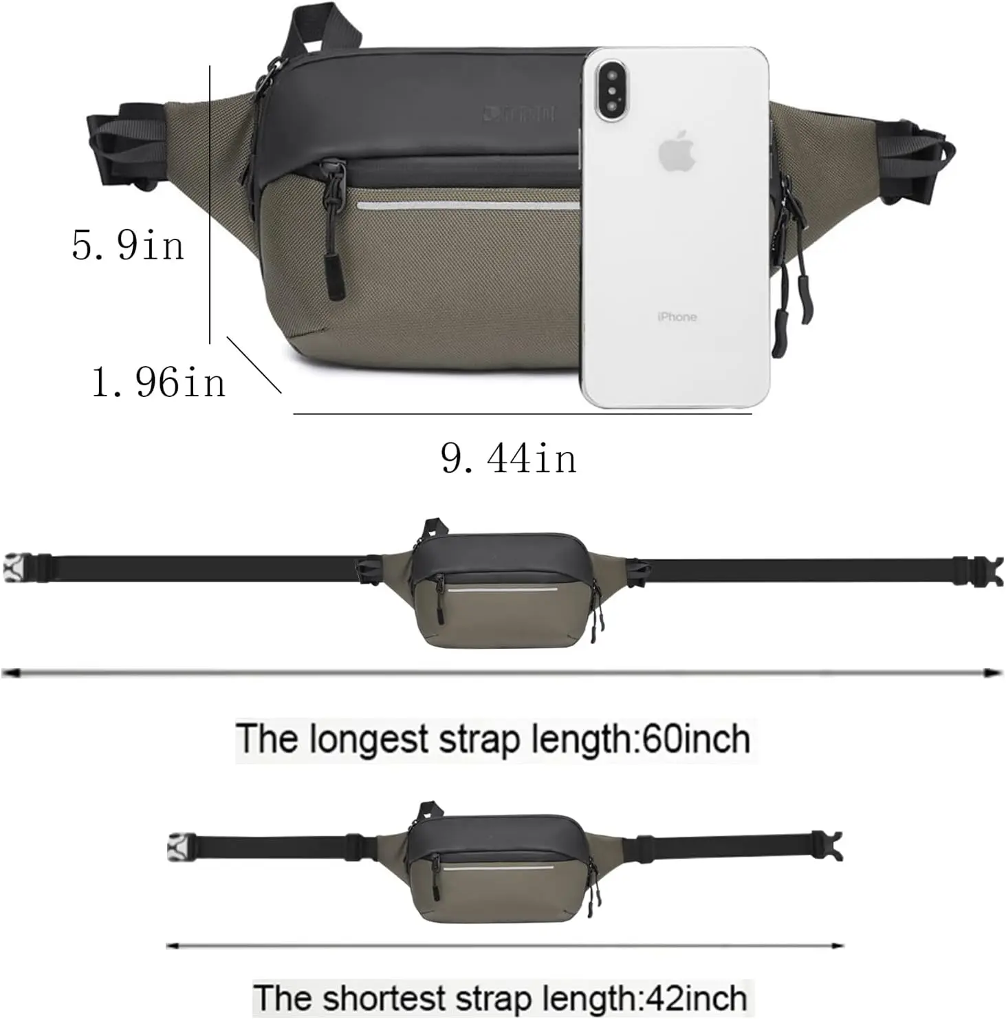 Поясная сумка через плечо для женщин и мужчин с несколькими карманами - Фотография_2