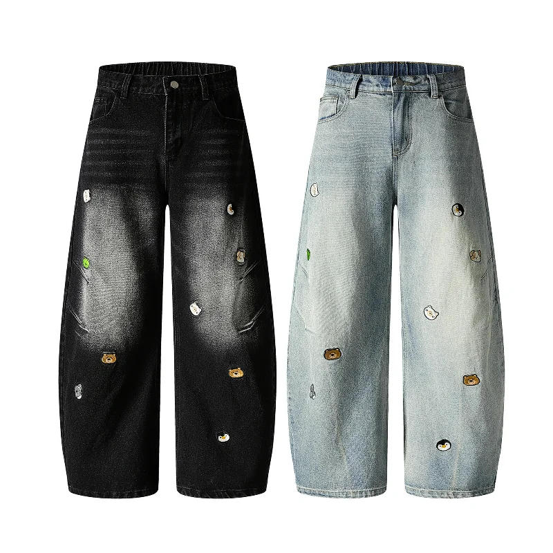 Милые джинсы с вышивкой для девочек