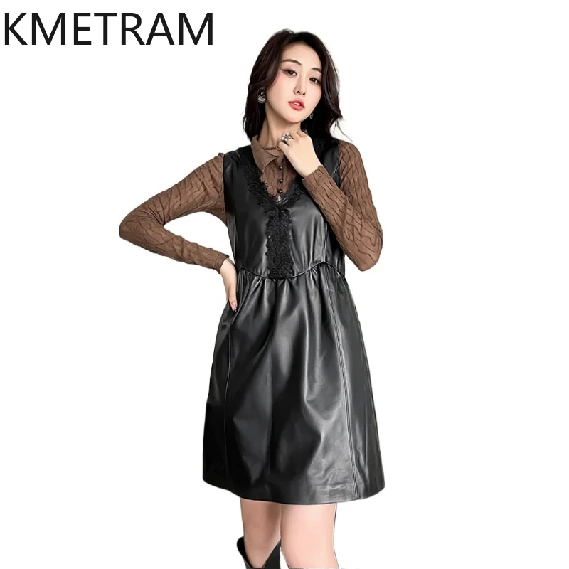 Платье из 100% верхней овчины