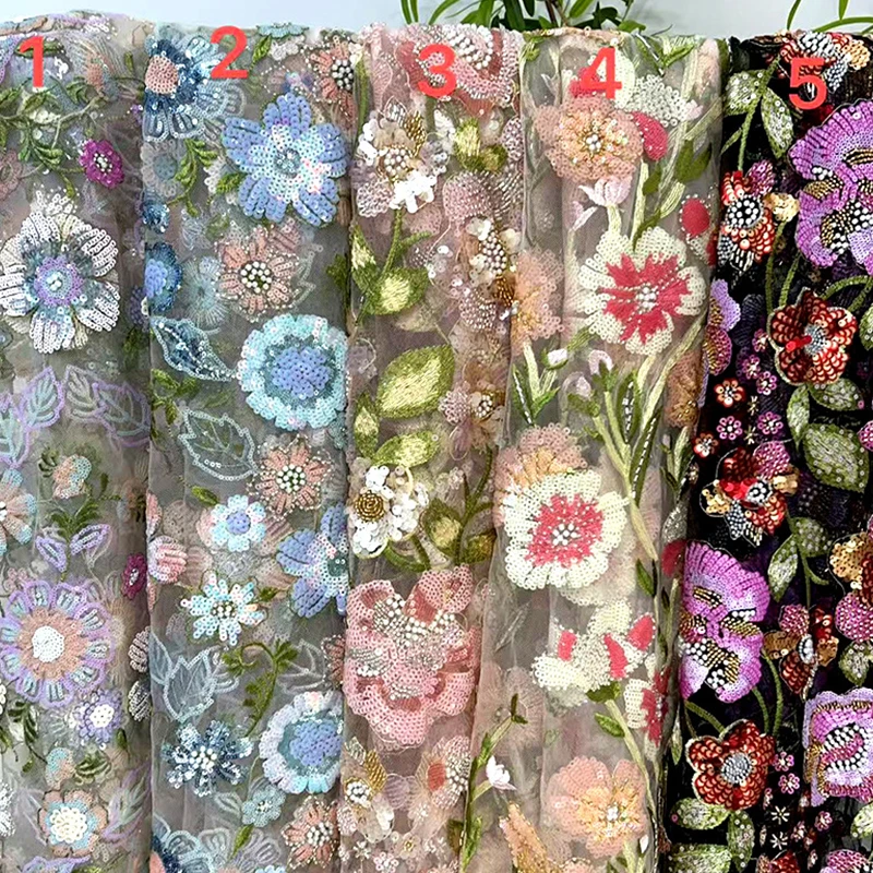 1 ярд цветок вышивка бисером кружевная - Фотография_6