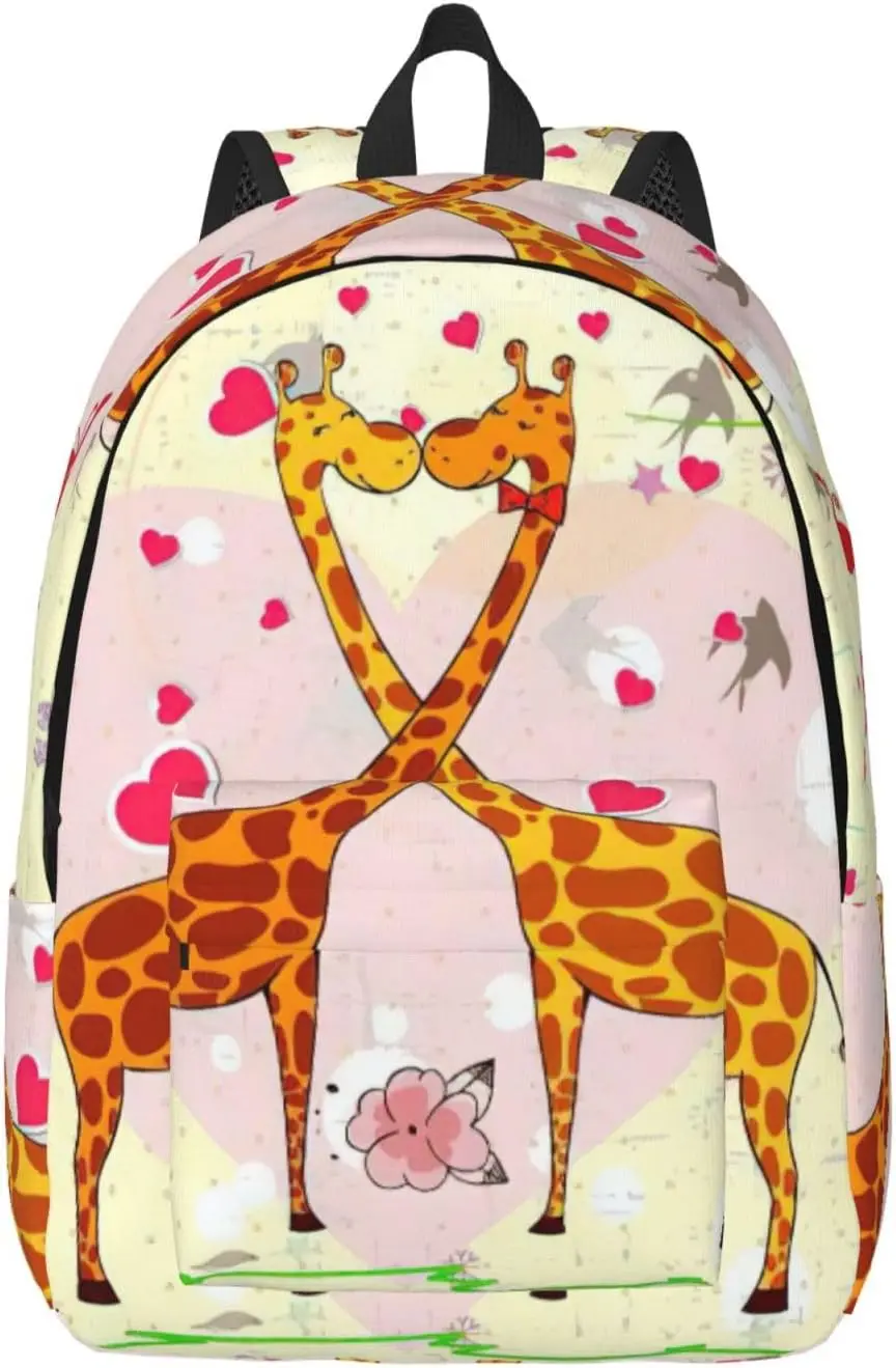 Модный холщовый рюкзак giraffe heart flower butterfly