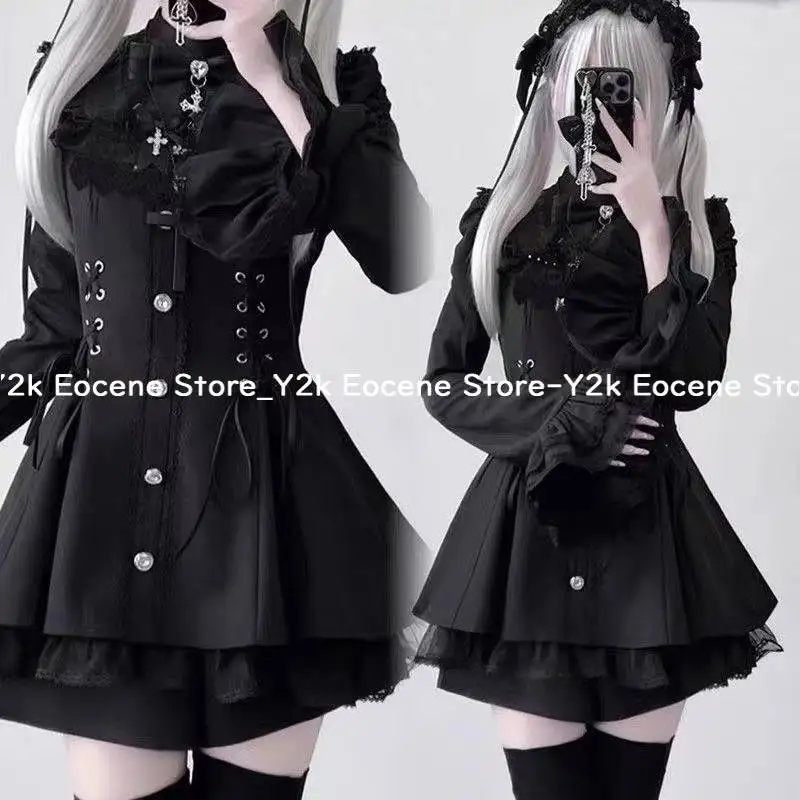 Y2k эстетическое платье в стиле лолиты с бантом и шортами - Фотография_6