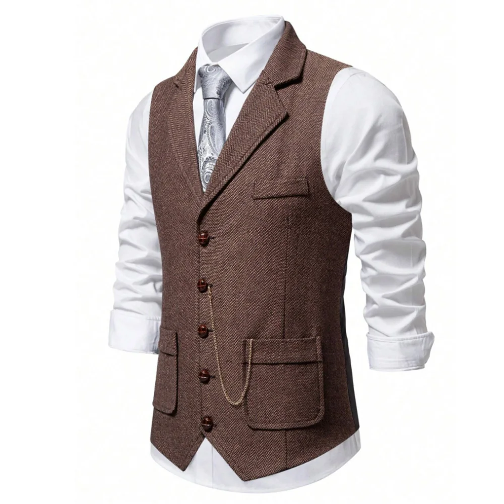 Мужской твидовый шерстяной жилет