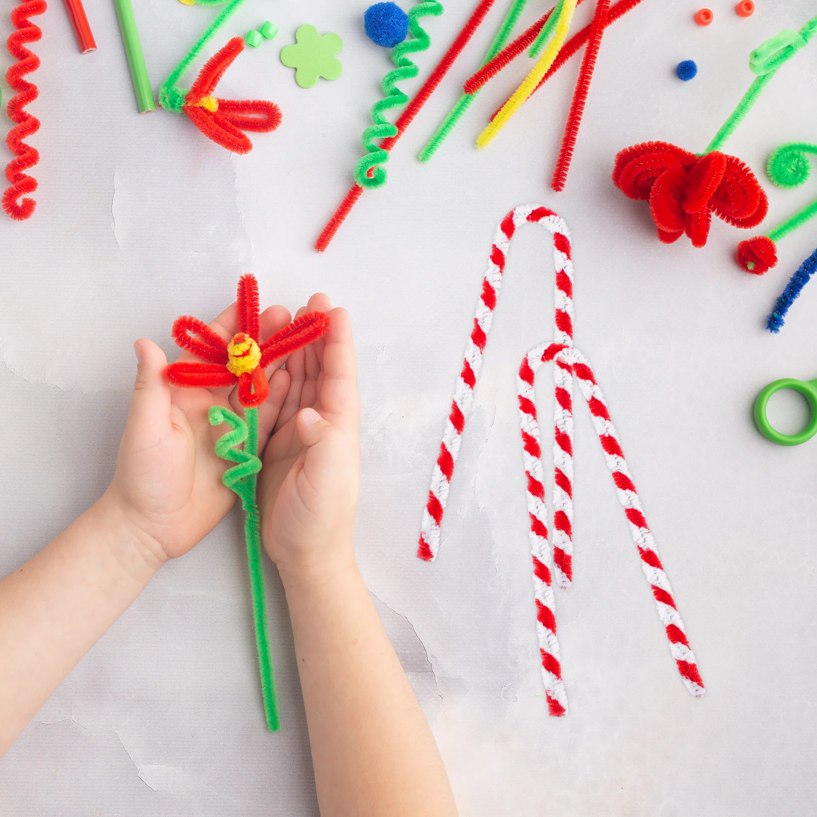 Двухцветные гибкие стебли из синели своими руками для детей - Фотография_5
