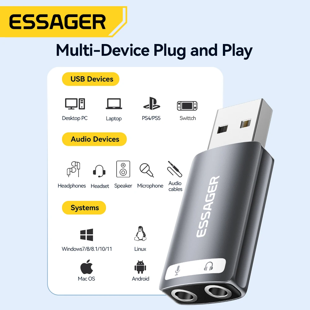 Essager внешняя звуковая карта - Фотография_4