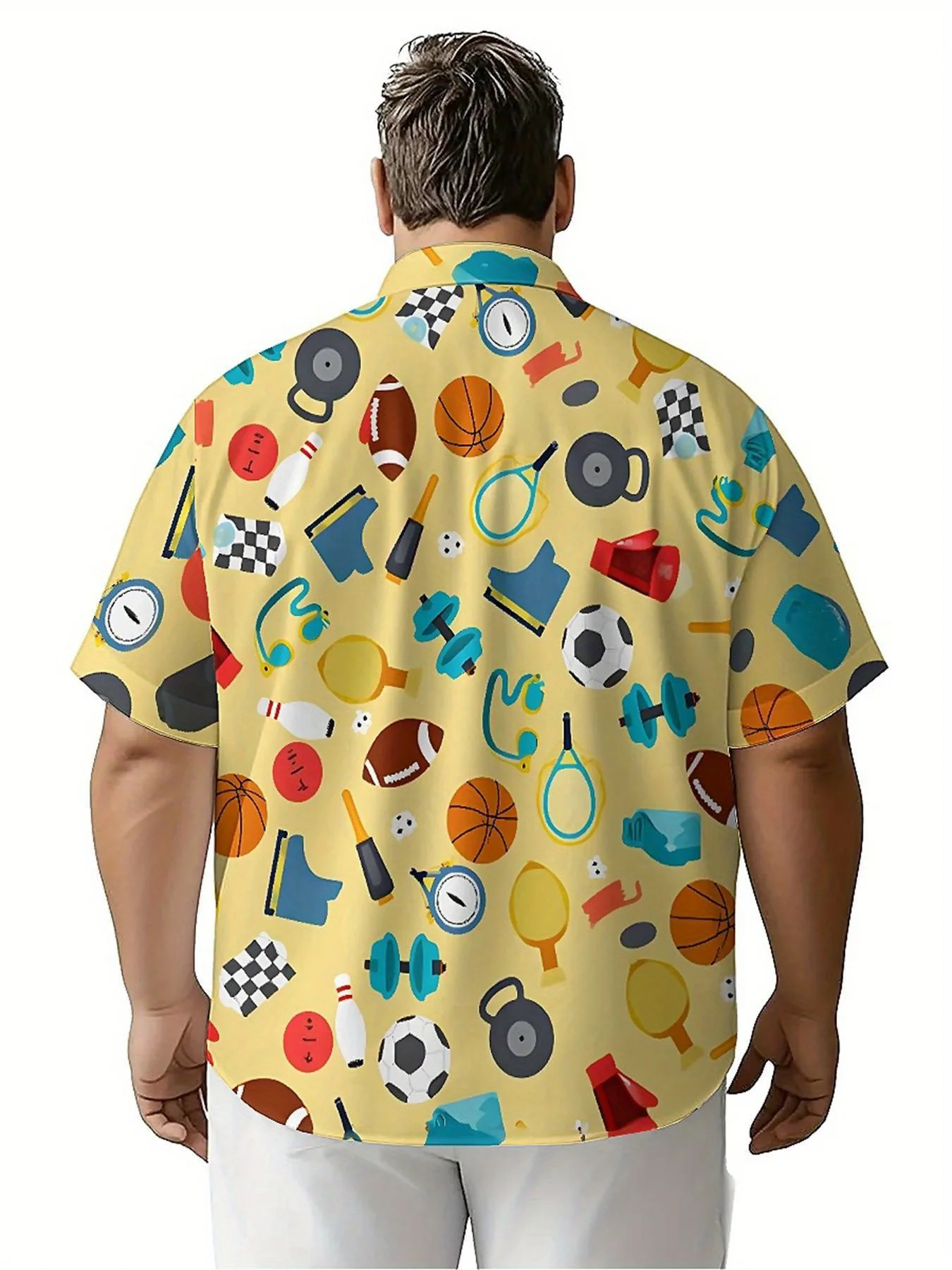 Мужские гавайские рубашки больших размеров с рисунком спорта и фитнеса - Фотография_3