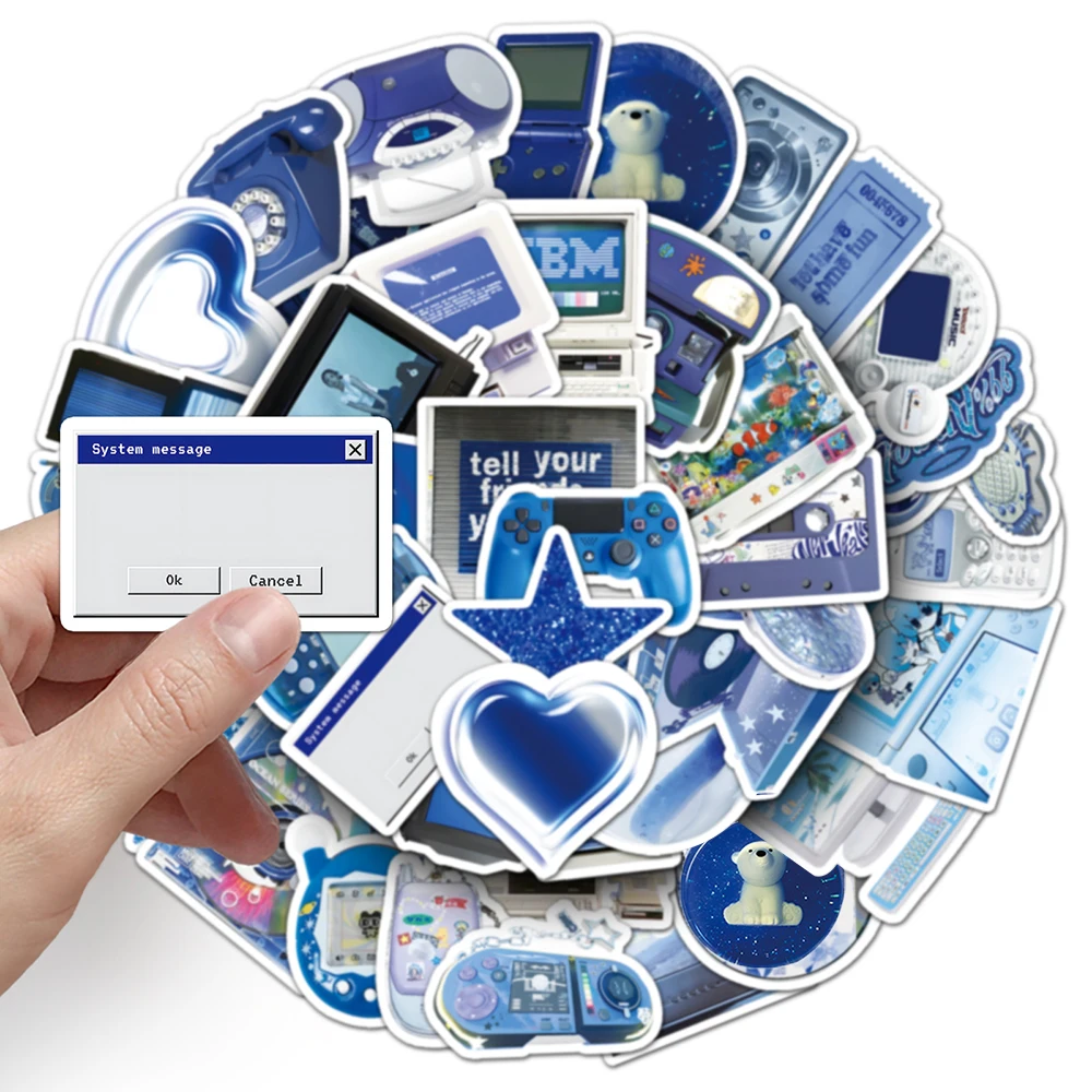 Ретро y2k синие наклейки электронные - Фотография_2