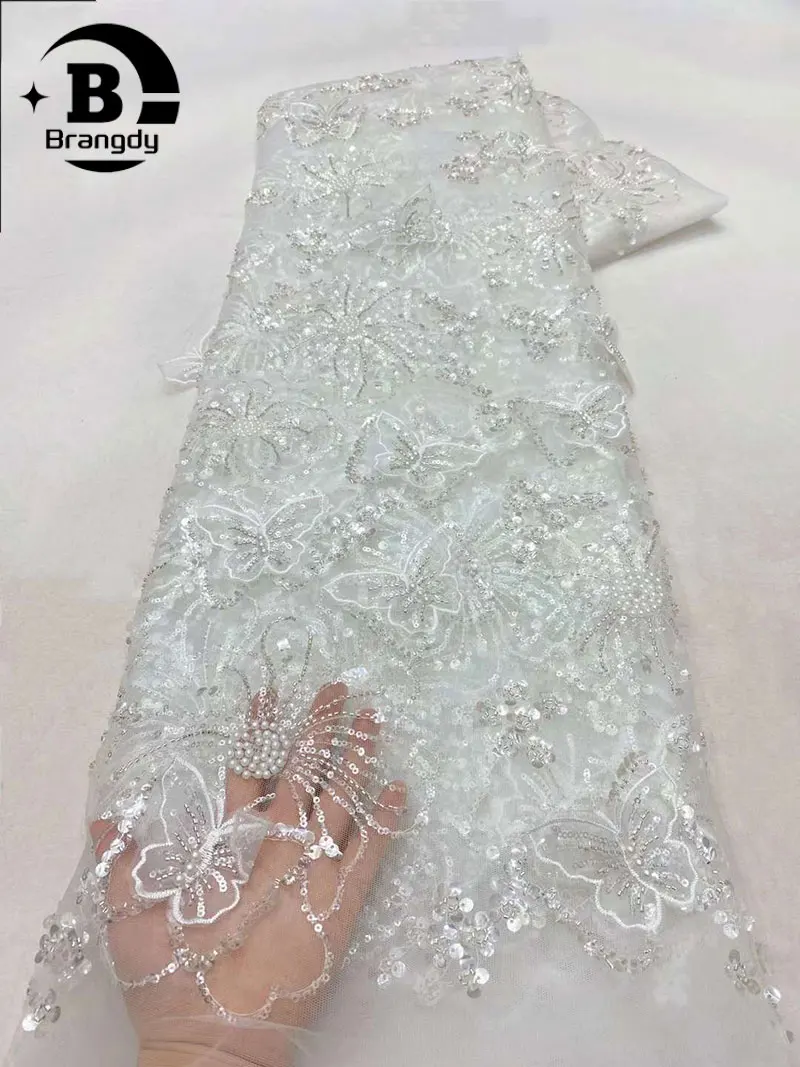 Новейшая африканская кружевная ткань с бисером - Фотография_4