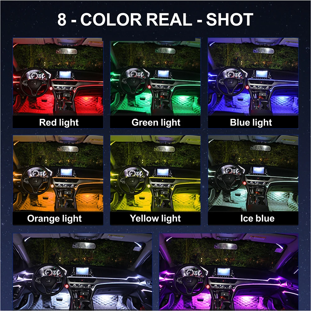 Светодиодные rgb автомобильные ножные окружающие освещение с usb-сигаретой - Фотография_6