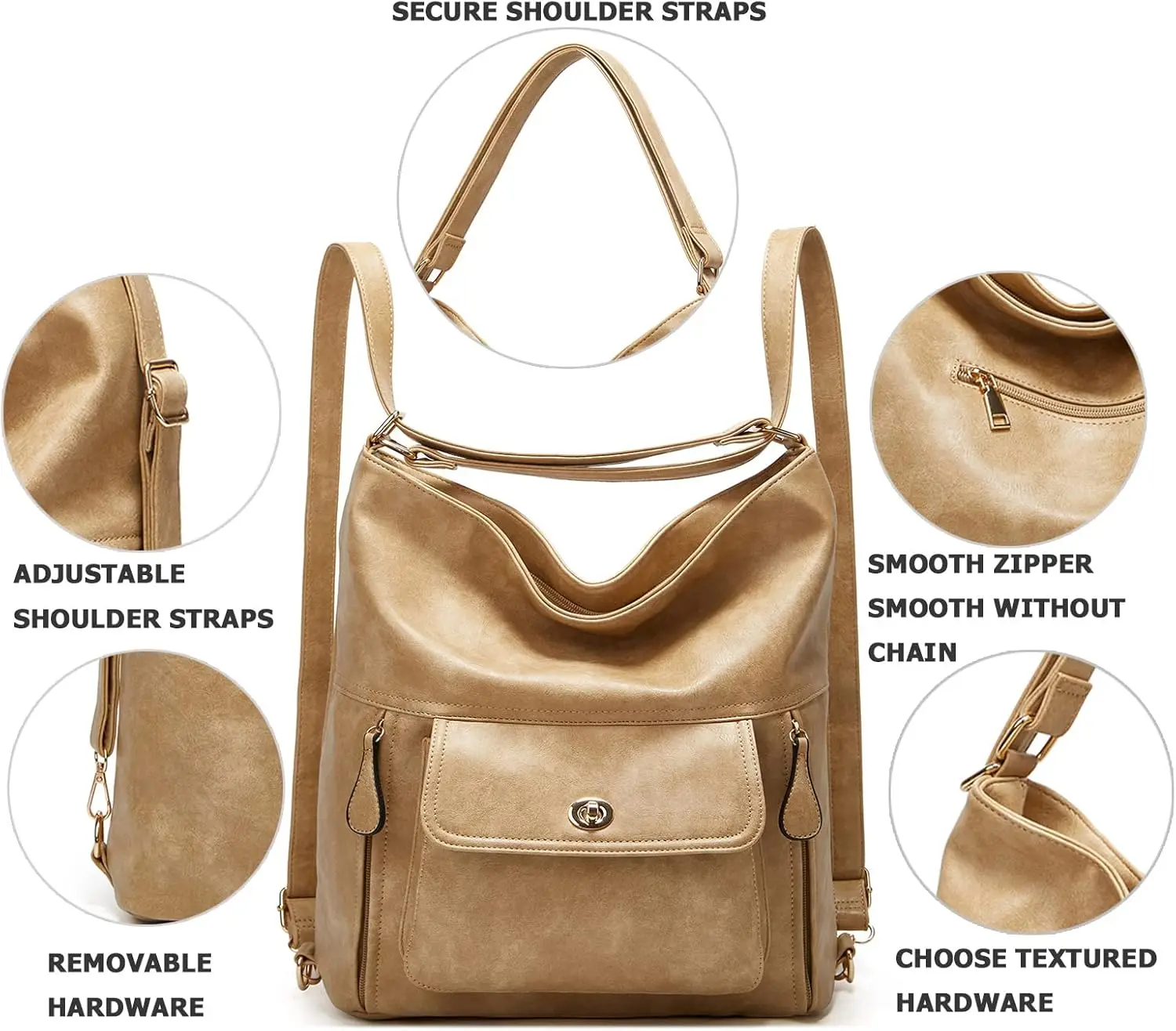 Myfriday винтажный кожаный модный рюкзак-кошелек для женщин - Фотография_6