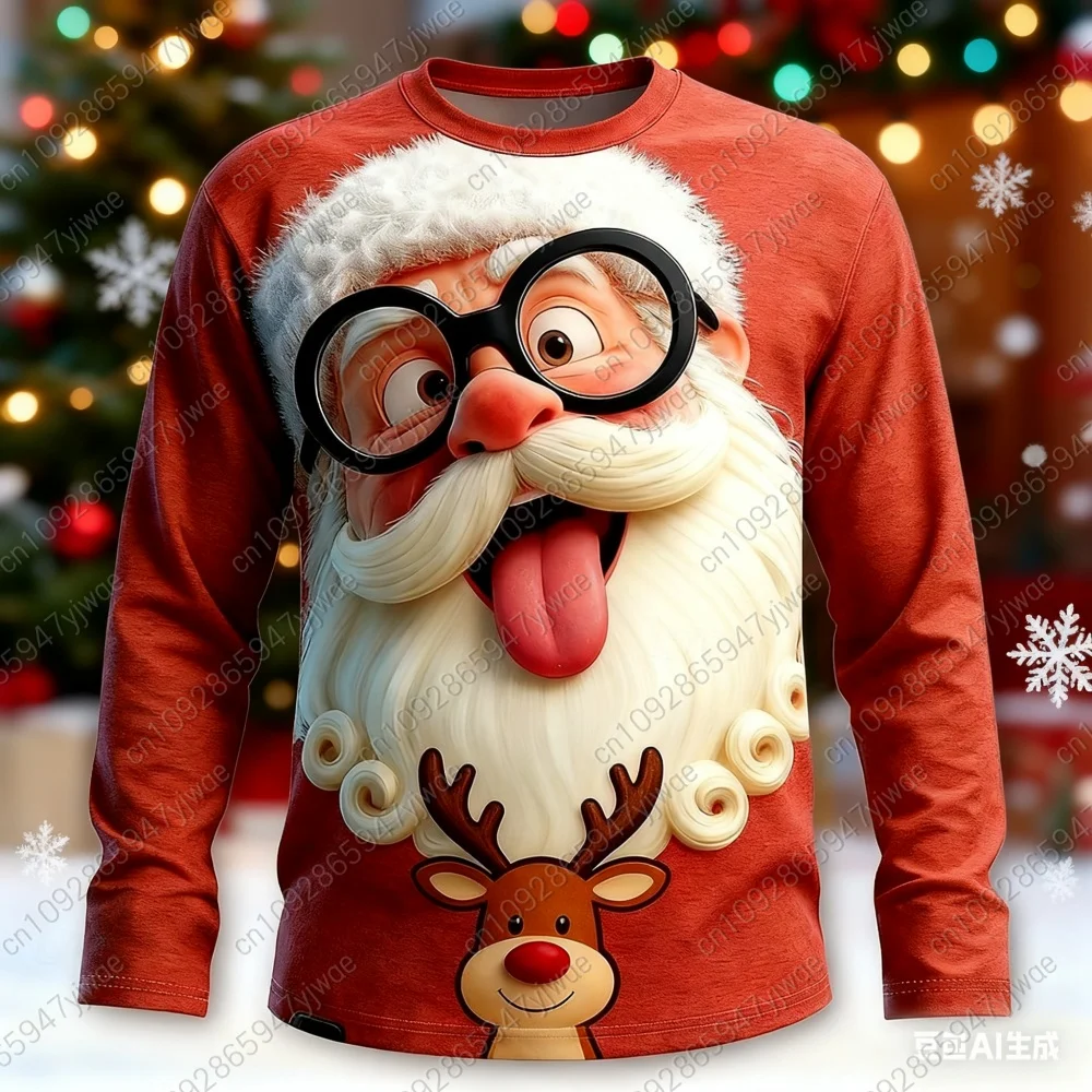 Рождественская мужская забавная футболка с санта-клаусом