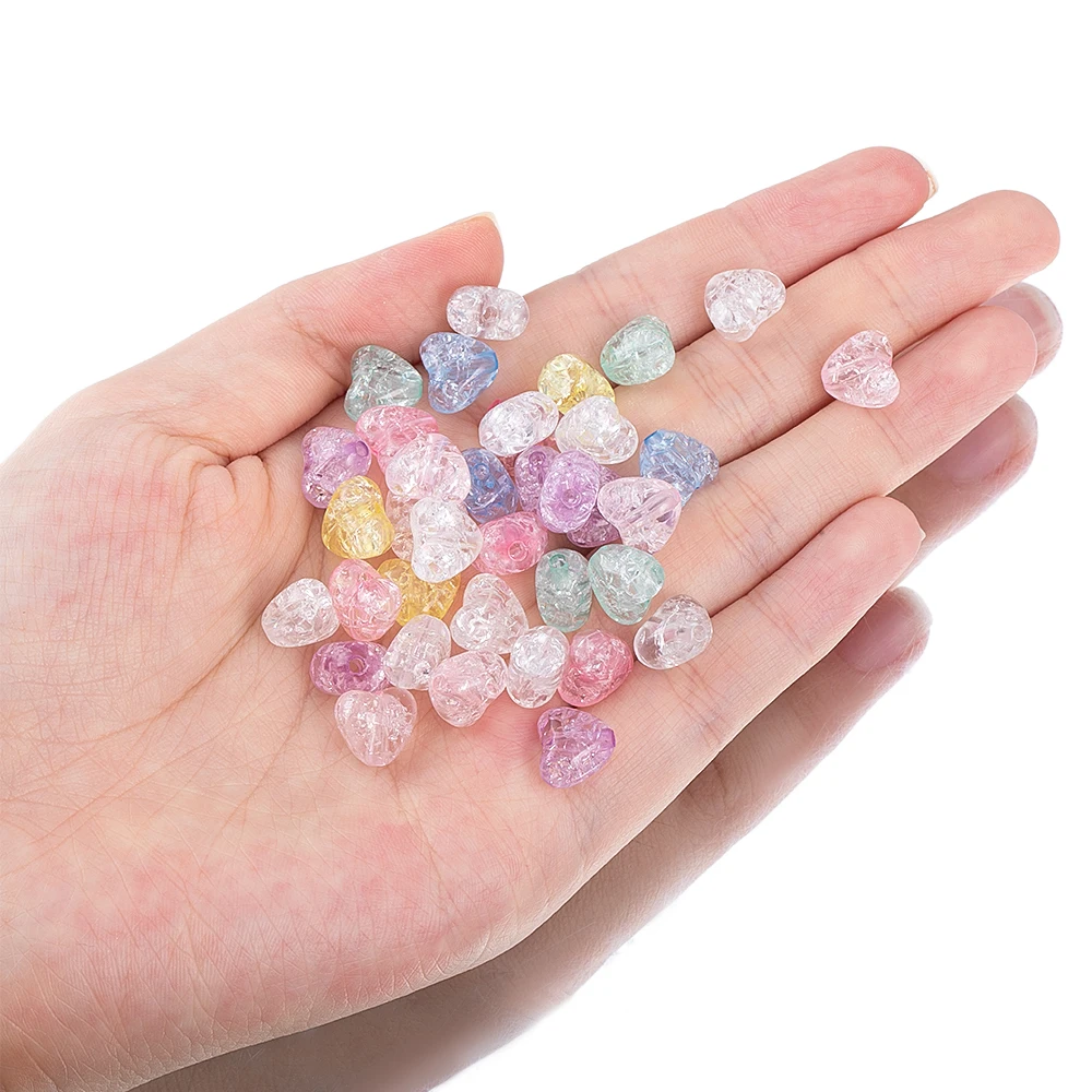 Яркие цветные прозрачные акриловые бусины в форме сердца для diy браслета - Фотография_3