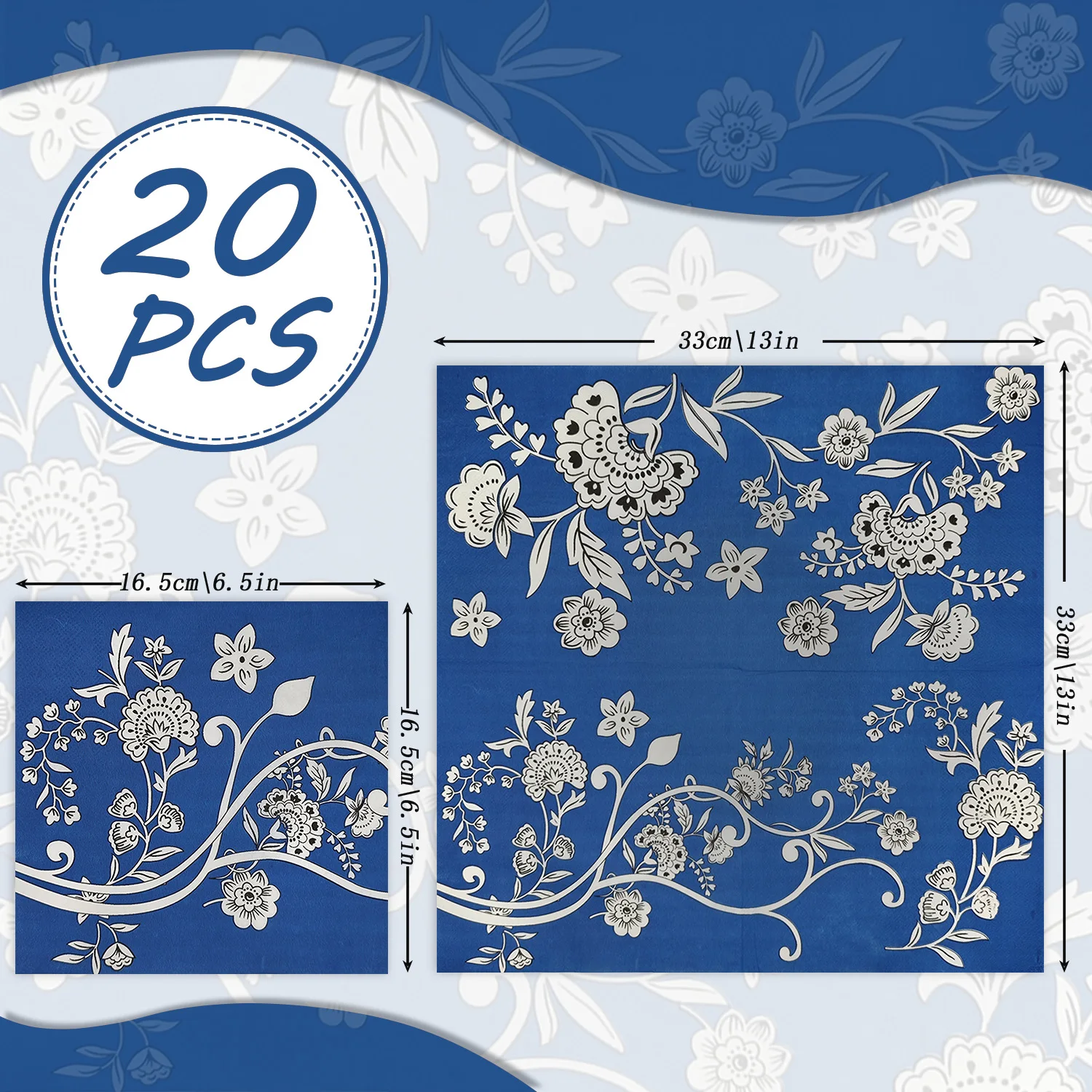 Синий фон, белые цветочные лозы - Фотография_2