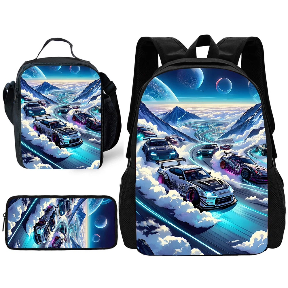 Child school fashion luxury sports cars backpack with lunch bags  - Фотография_3