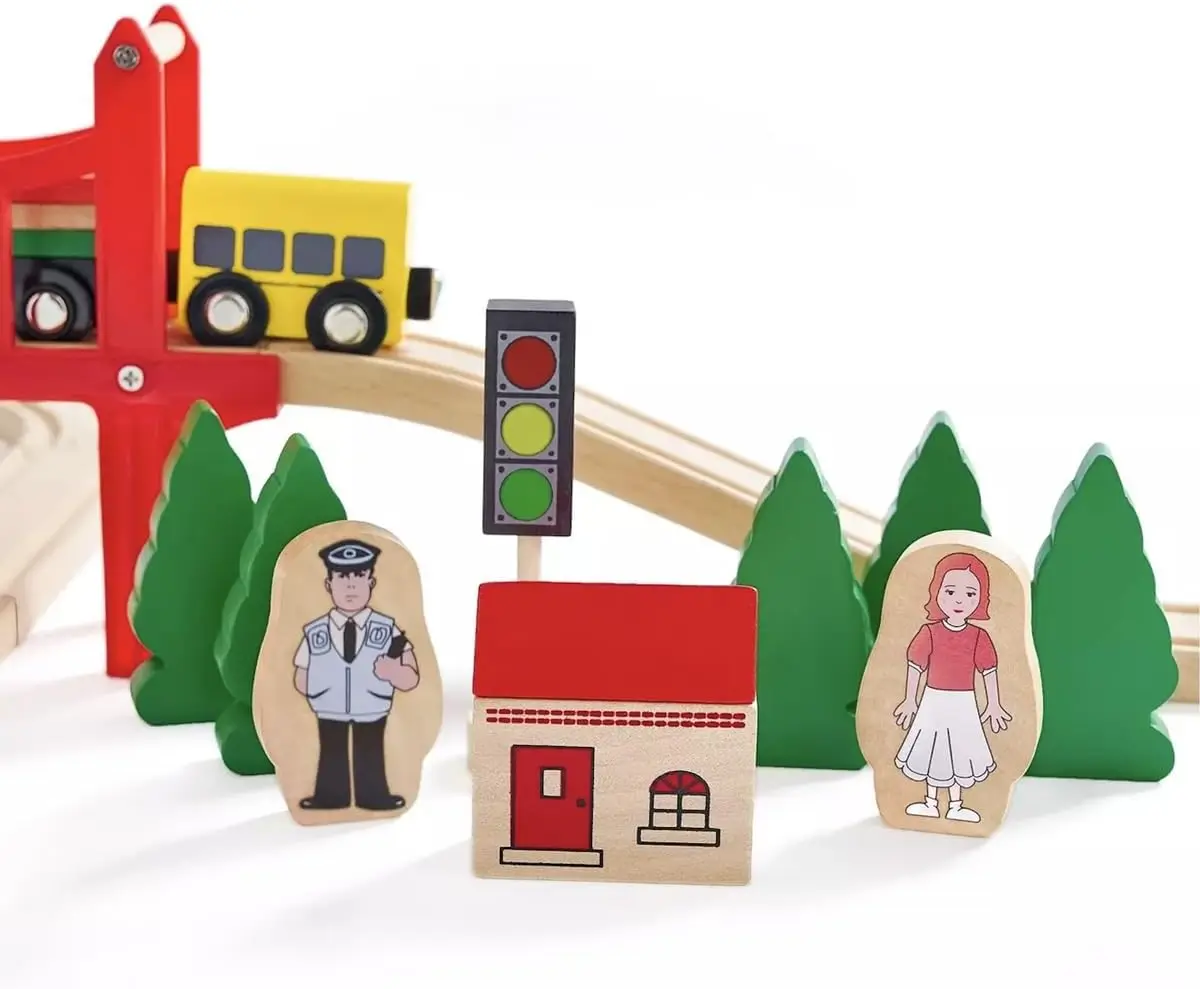 Деревянный набор поездов — 39-детальянские деревянные дорожки для детей - Фотография_2