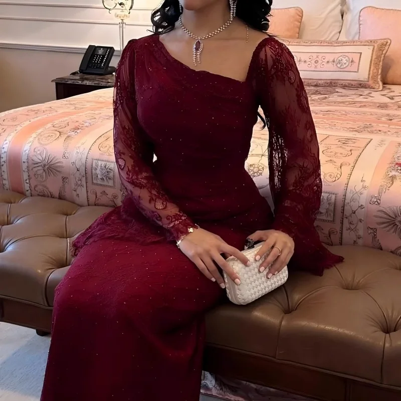 Сексуальное элегантное вечернее платье полной длины с высоким разрезом - Фотография_4