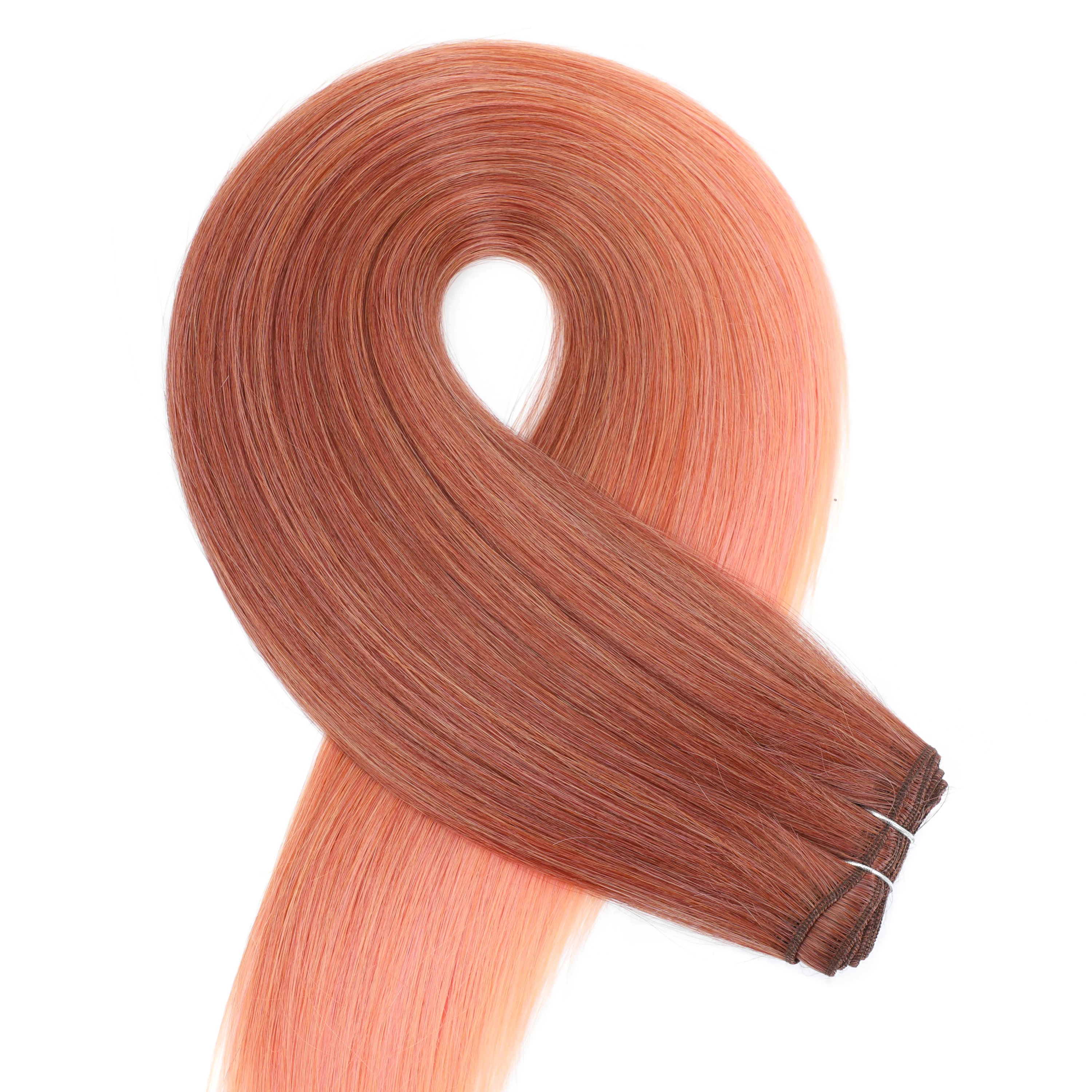 Необычные розовые прямые пучки волос с костями - Фотография_5