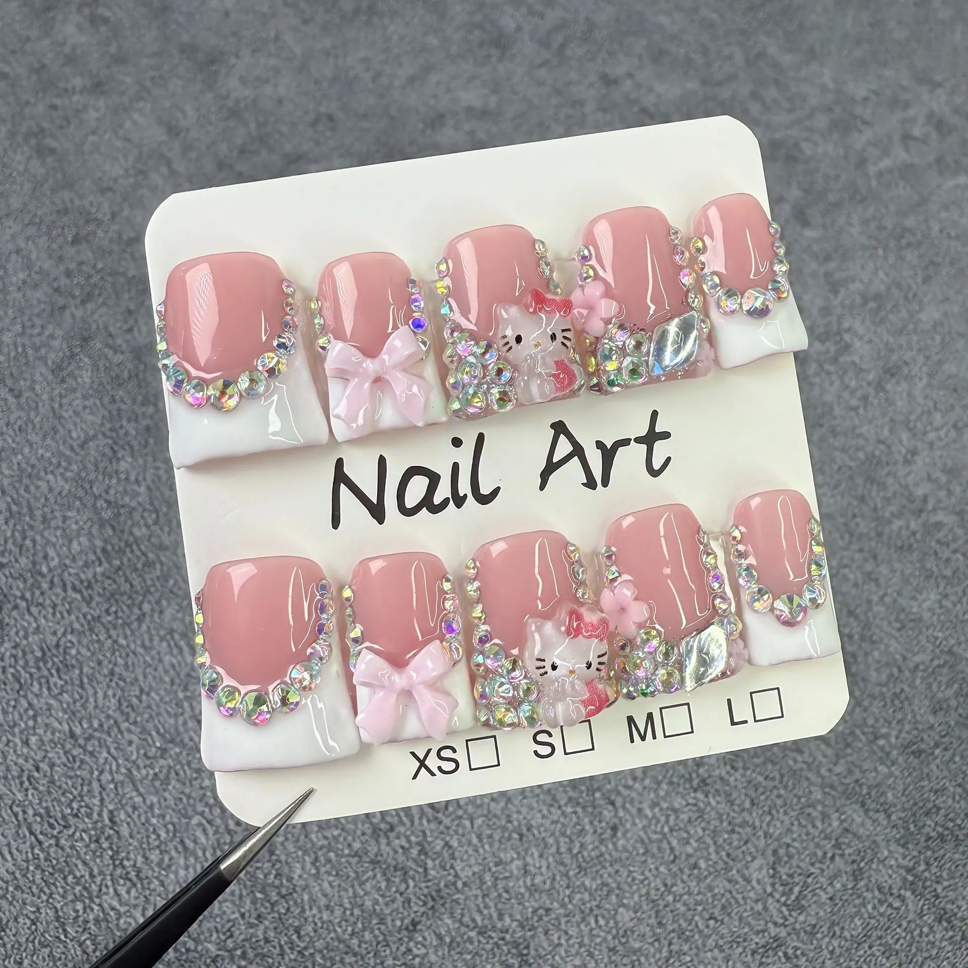 10pcs handmade white french short - Фотография_2