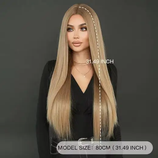 Длинный прямой холодный блондин ﻿ парик для женщин - Фотография_4