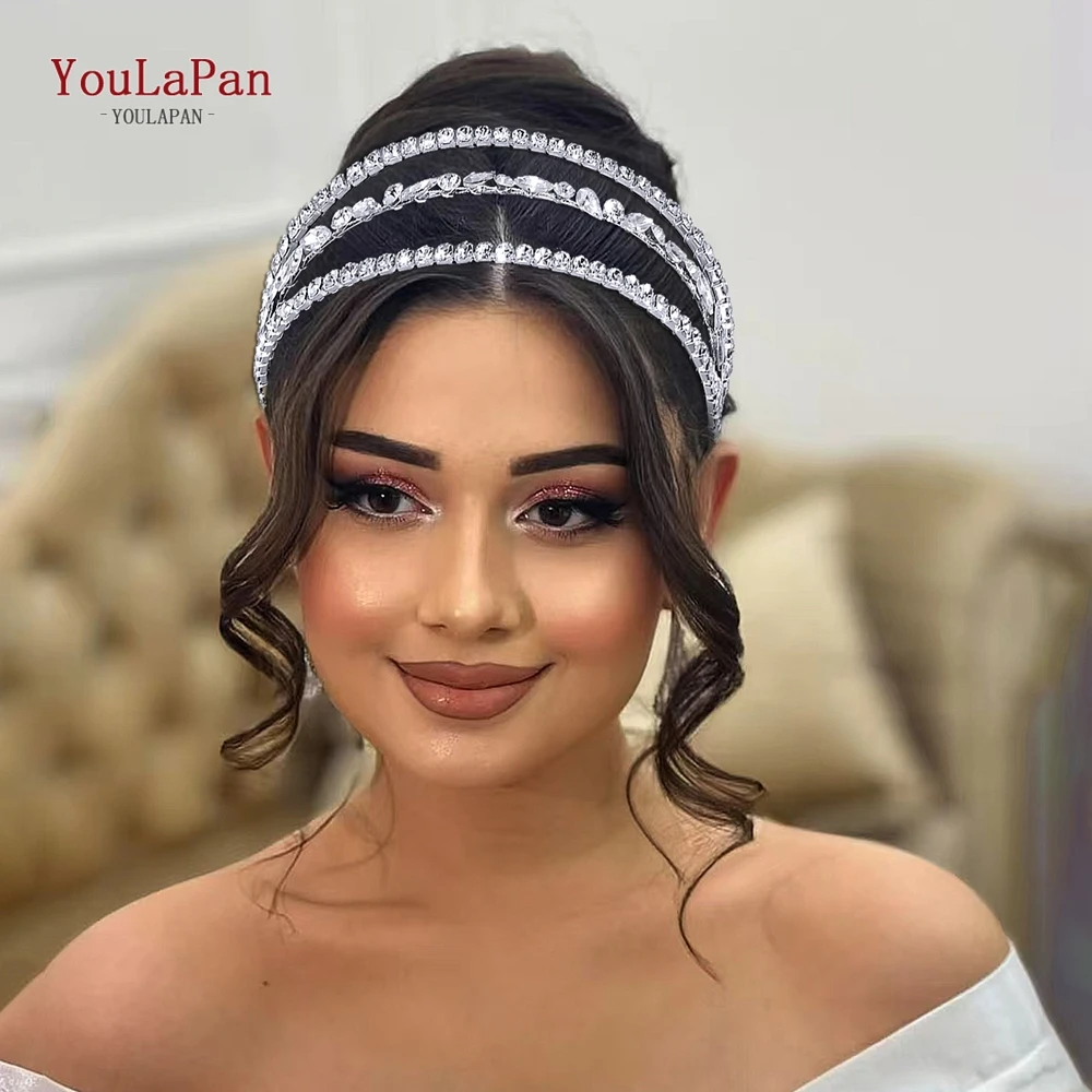 Youlapan искрящаяся свадебная повязка на голову со стразами