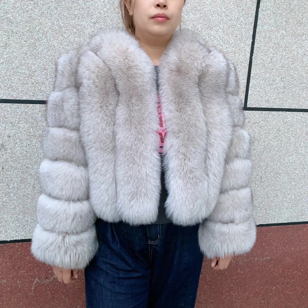 Женская шуба, вертикальная куртка из натуральной лисьей кожи