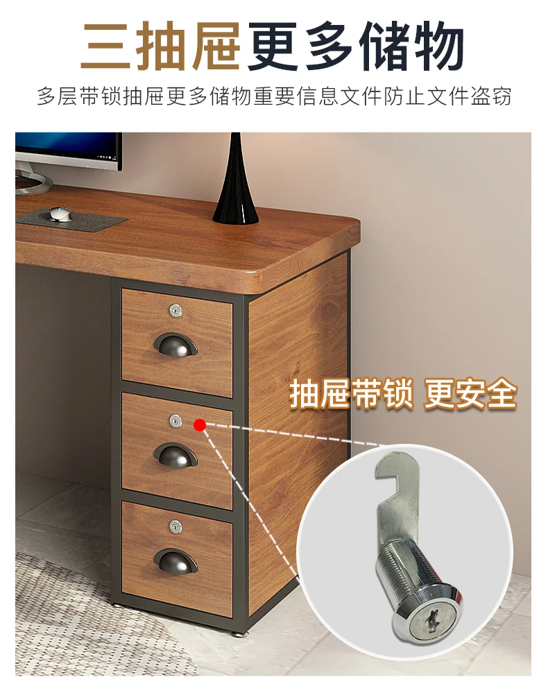 Скандинавский компьютерный стол из цельного дерева - Фотография_6