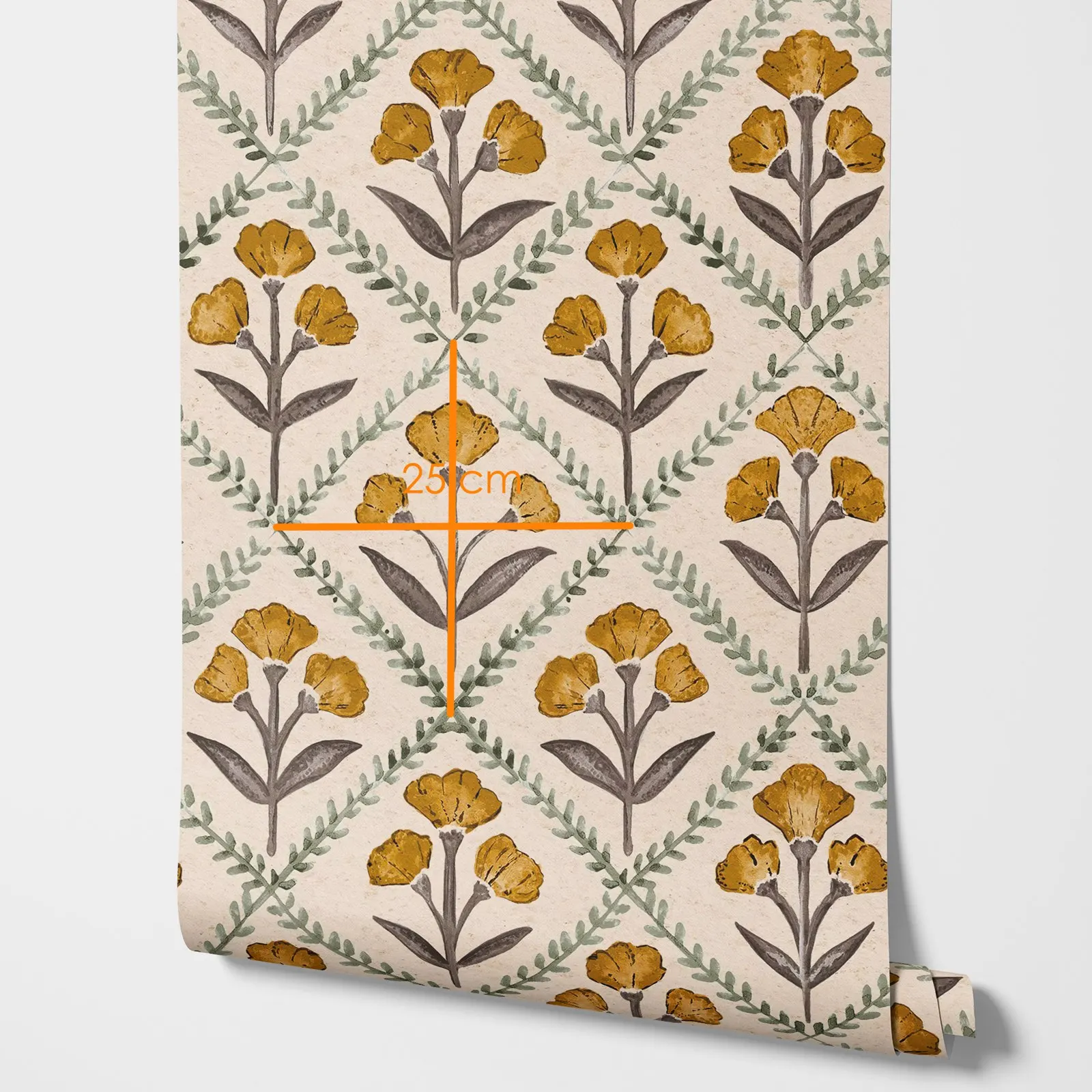 Желтые цветочные обои с большими цветами