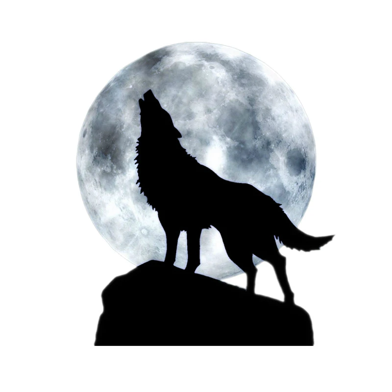 Автомобильная наклейка jp full moon howling wolf