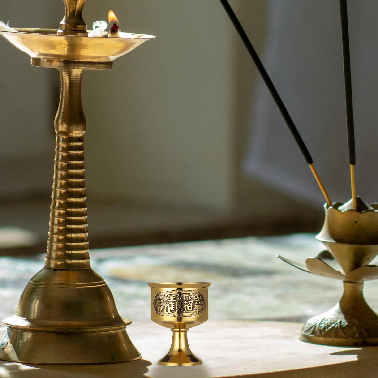 Латунная многофункциональная чашка для буддийского поклонения - Фотография_2