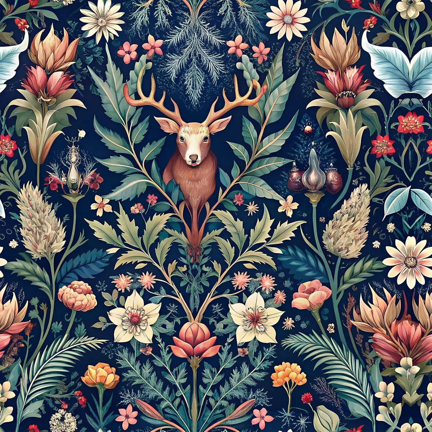 Обои с кожурой и наклейкой оленя