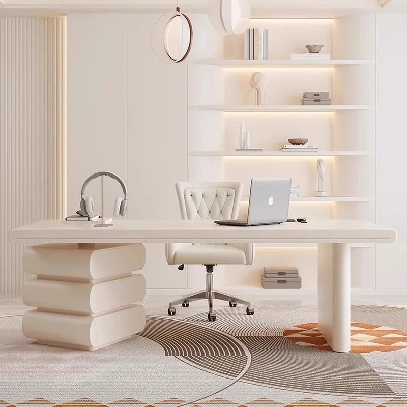 Французский белый офисный стол для дома с выдвижными ящиками